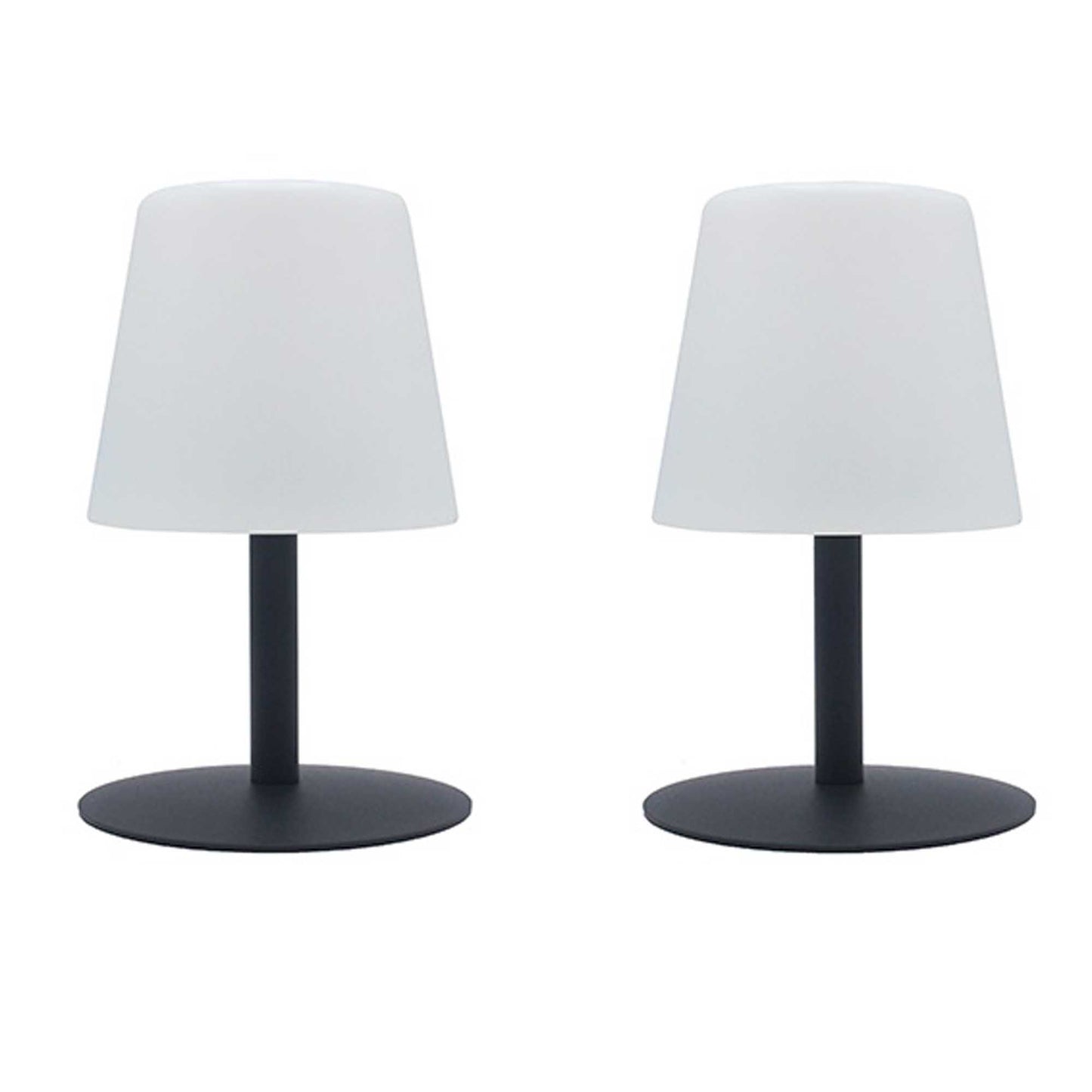 Lot de 2 Lampe de table sans fil pied en acier gris LED blanc chaud/blanc dimmable STANDY MINI Rock H25cm
