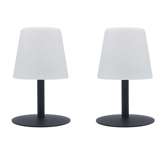 2er Set Kabellose Tischleuchte grauer Stahlfuß LED warmweiß/weiß dimmbar STANDY MINI Rock H25cm