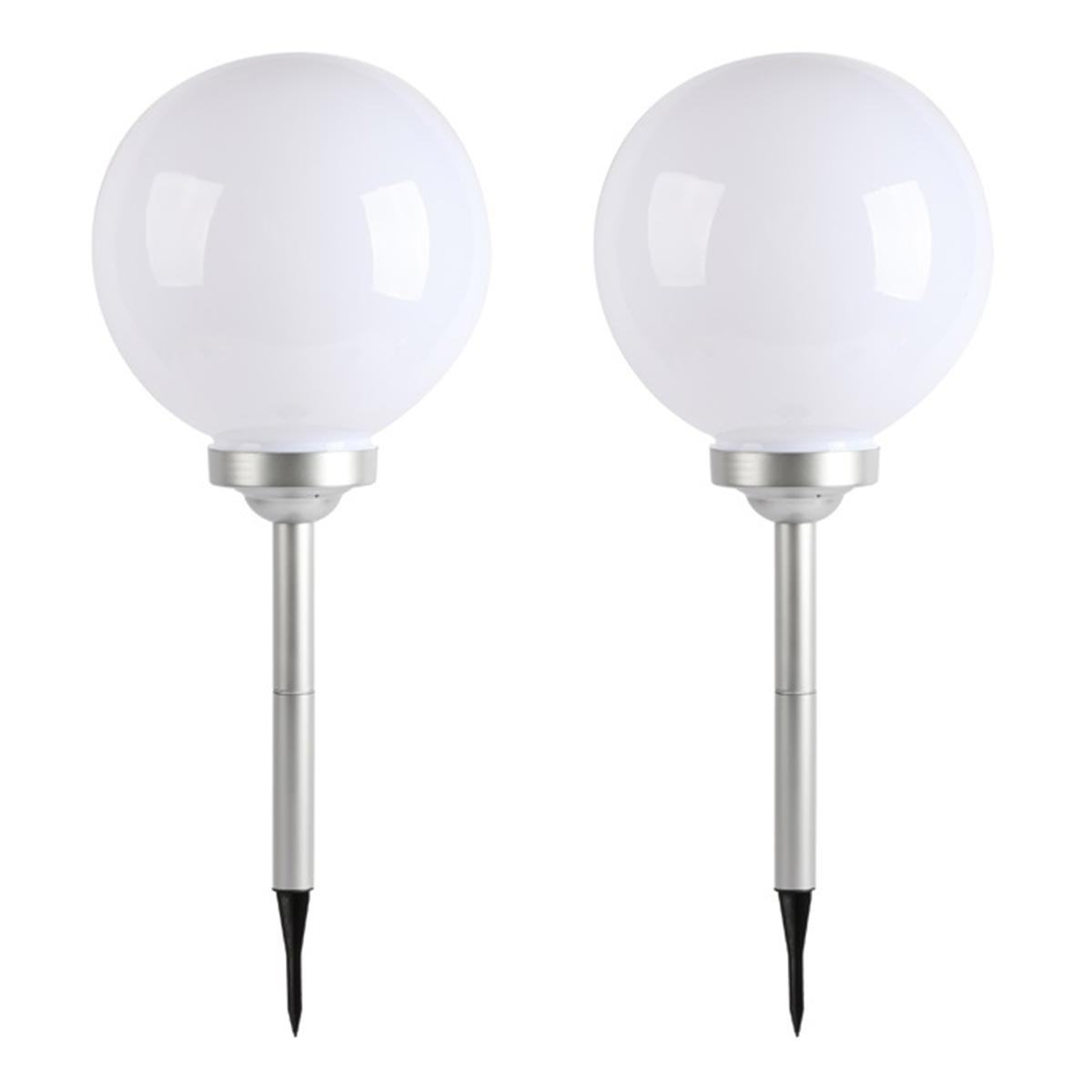 Lot de 2 boules solaires lumineuses à piquer balisage d'allée LED blanc MOONY ∅30 cm - REDDECO.com
