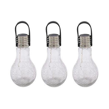 Lot de 3 ampoules solaires verre craquelé à poser ou à suspendre micro LED blanc chaud CRACK EDISUN H22cm - REDDECO.com