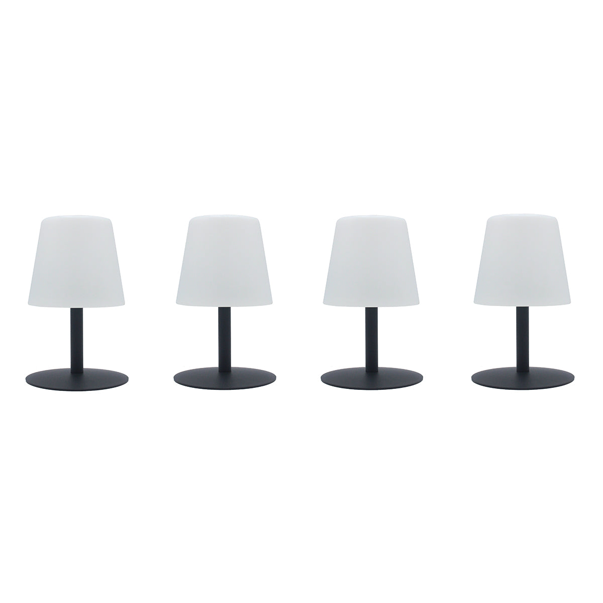 Lot de 4 Lampe de table sans fil pied en acier gris LED blanc chaud/blanc dimmable STANDY MINI Rock H25cm - REDDECO.com