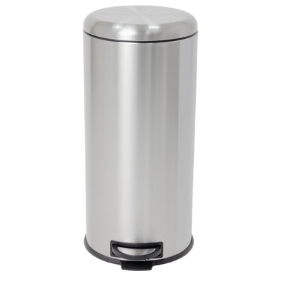 Poubelle de cuisine à pédale basique inox brossé 30L URBAN en acier avec seau couvercle bombé - REDDECO.com