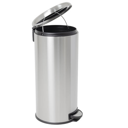 Poubelle de cuisine à pédale basique inox brossé 30L URBAN en acier avec seau couvercle bombé - REDDECO.com