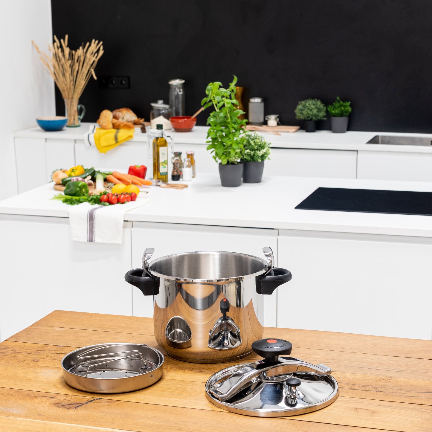 Autocuiseur cocotte minute à étrier Ø22cm 6L CLASSIQUE en acier Inox avec panier cuisson - REDDECO.com