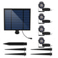 Quatre spots solaires reliés avec panneau solaire déporté 4 en 1 à piquer ou à fixer éclairage puissant LED blanc froid 4x ROUNDY H27 cm