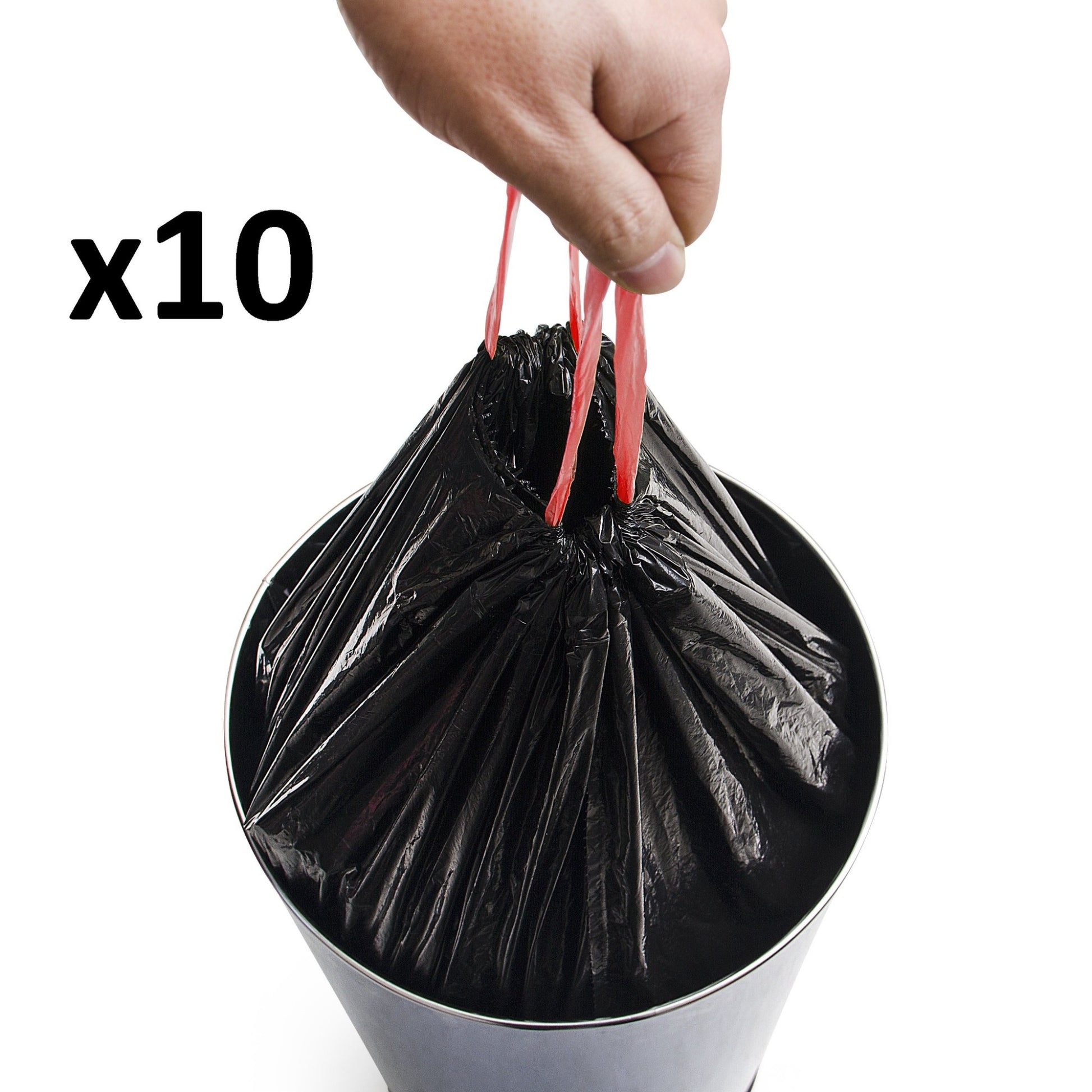Lot de 10 sacs poubelles 50L pour poubelles hautes avec lien coulissan –