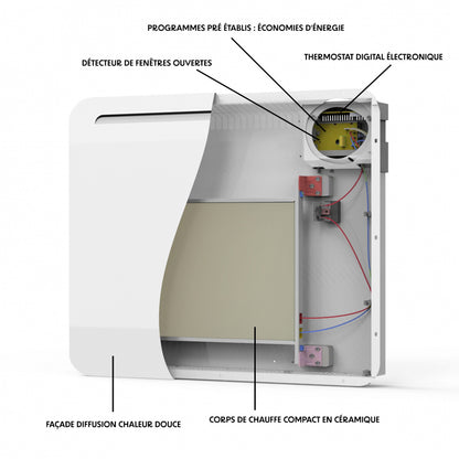 Radiateur électrique à inertie sèche CERAMIQUE écran LCD 2000W ROSWELL