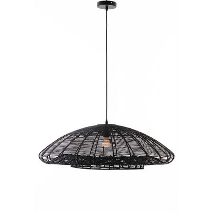 Suspension ALBA BLACK en corde de papier naturelle avec monture électrique E27 80 cm diamètre