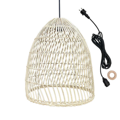 Netzbetriebene Pendelleuchte für den Außenbereich PAULO OUTDOOR CABLE im natürlichen Rattan-Bohemien-Stil 5m Kabellänge