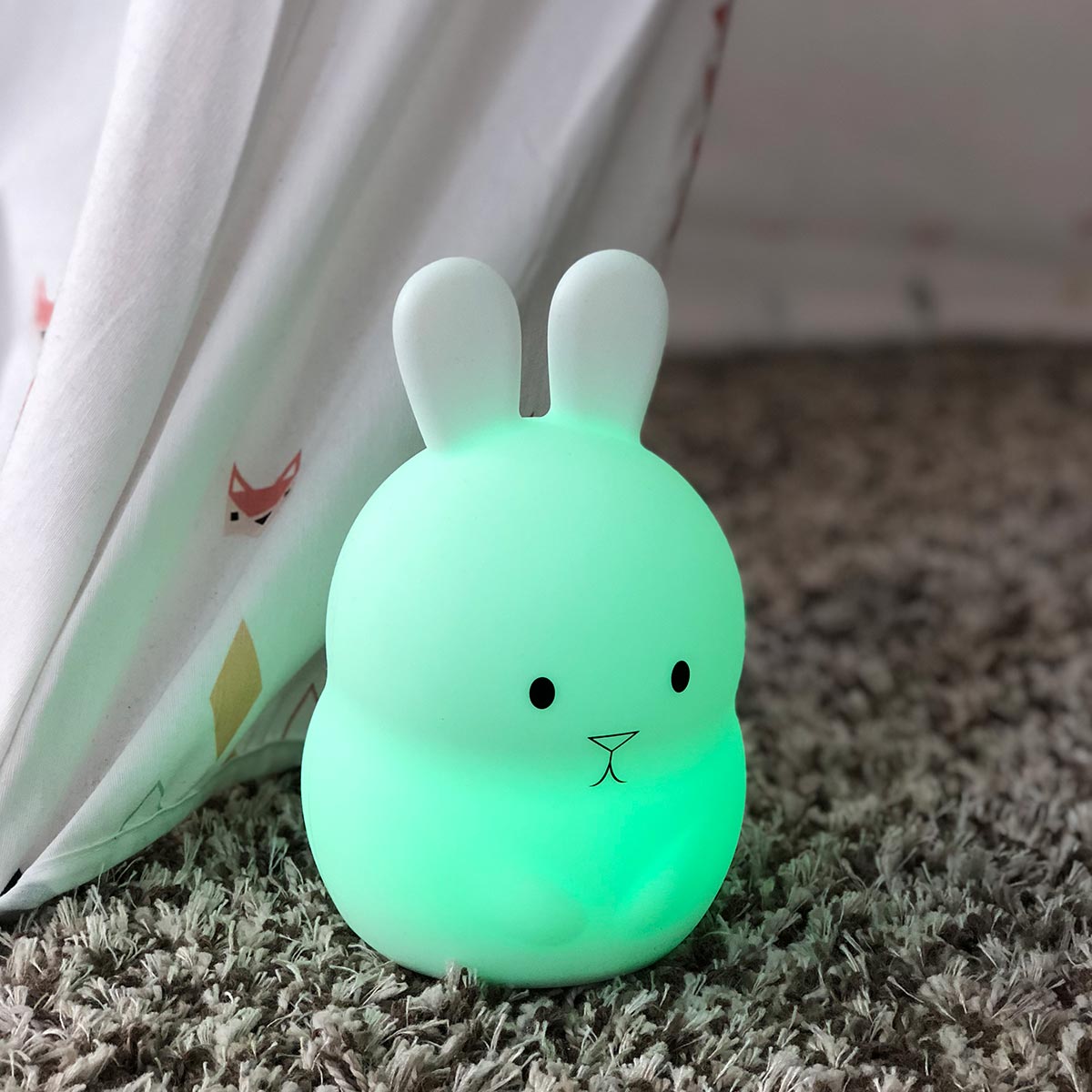 Veilleuse bébé lapin sans fil touch souple LED multicolore