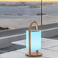 Lampe enceinte bluetooth sans fil poignée bois LED blanc/multicolore dimmable WOODY PLAY H37cm avec télécommande