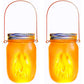 Lot de 2 lanternes décoratives solaires en verre  LED blanc chaud JAMY FLAME H14cm