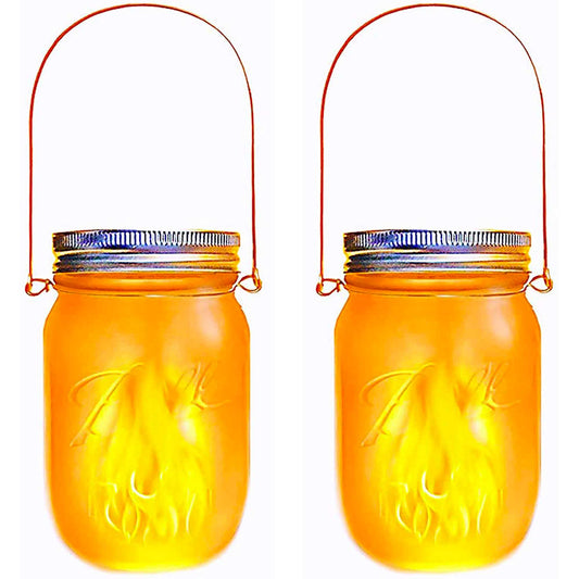 Set of 2 decorative solar lanterns in warm white LED glass JAMY FLAME H14cm