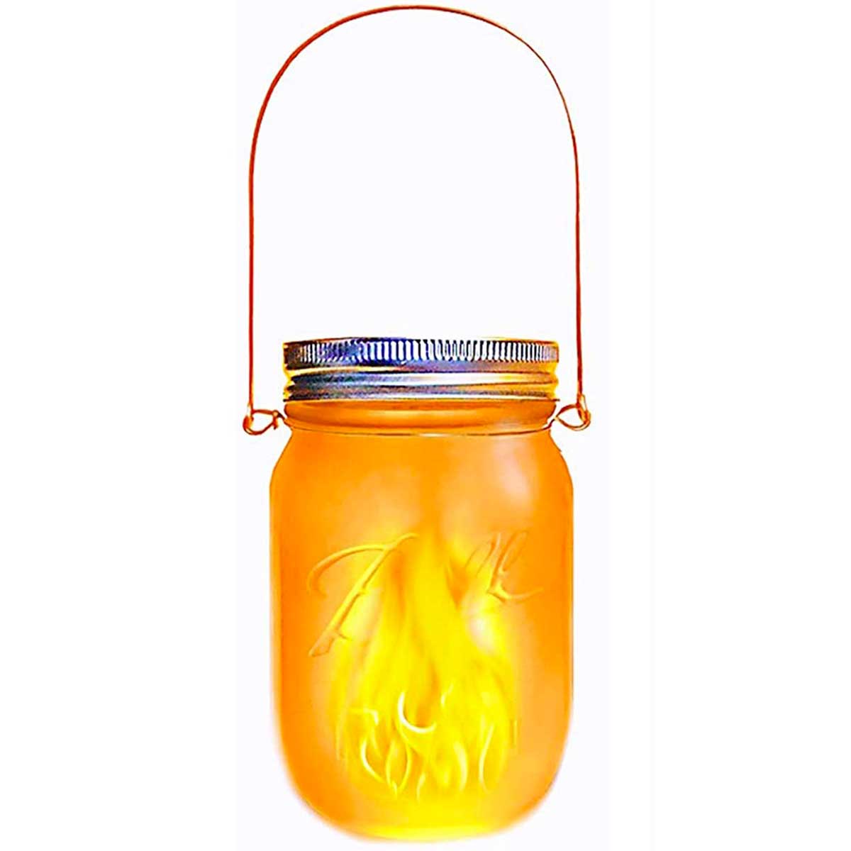 Lanterne décorative solaire en verre  LED blanc chaud JAMY FLAME H14cm