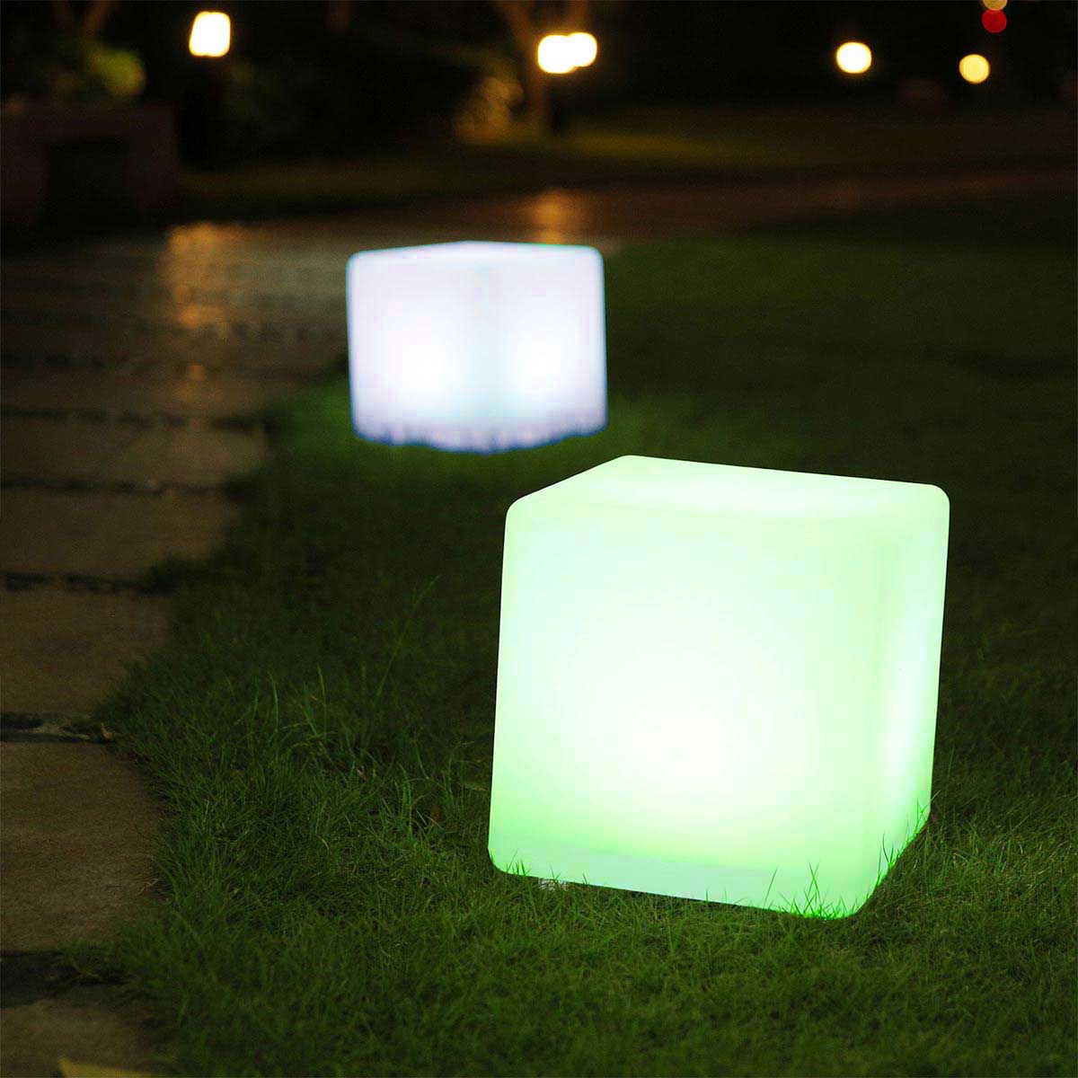 Cube lumineux sans fil LED multicolore dimmable CARRY 30cm avec télécommande et socle à induction
