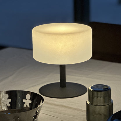 Lampe de table sans fil pied en acier gris LED blanc chaud/blanc dimmable ATLAS Rock H20cm