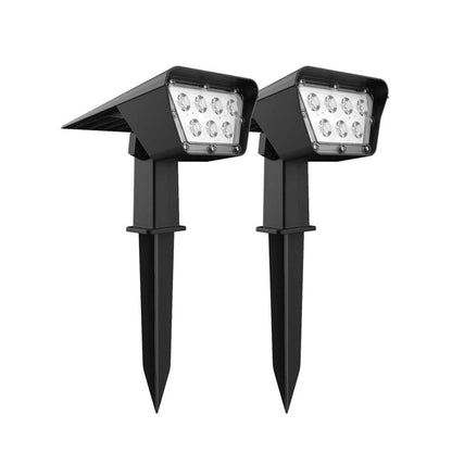 Set mit 2 Solarstrahlern 2 in 1 Projektor zum Stechen oder Fixieren rechteckig leistungsstarke Beleuchtung dimmbare weiße LED CURTIS H 31,5 cm