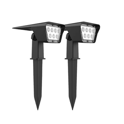 Set mit 2 Solarstrahlern 2 in 1 Projektor zum Stechen oder Fixieren rechteckig leistungsstarke Beleuchtung dimmbare weiße LED CURTIS H 31,5 cm