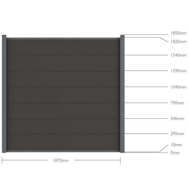 Gartenzaun-Kit mit Verdunkelungs-Verbundholz- und Aluminiumpaneelen - Basis-Set + 2 Verlängerungen: Länge 5,68 m