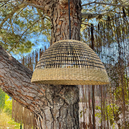 CESARE OUTDOOR CABLE mains-powered pendant lamp in bohemian style braided marine grass 5m cable length